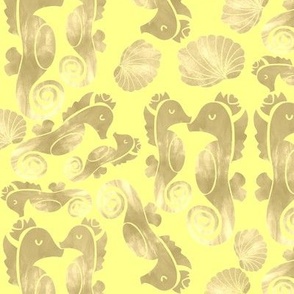 Large scale seahorses in yellow 
