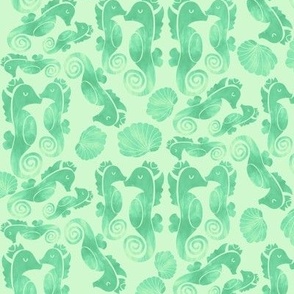 Medium scale seahorses in green