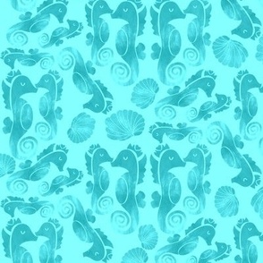 Medium scale seahorses in aqua