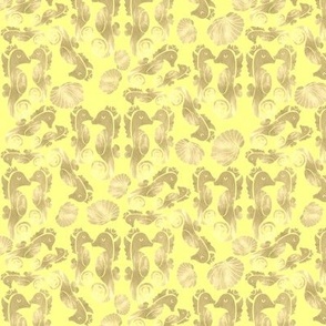 Small scale seahorses in yellow
