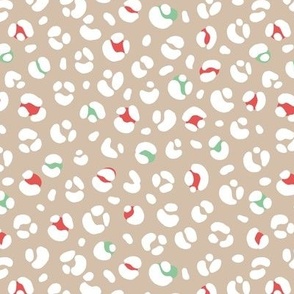 Christmas leopard confetti disco spots modern smooth panther spots animal print vintage christmas beige sand red green mint
