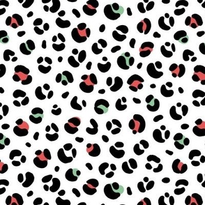 leopard confetti disco spots modern smooth panther spots animal print vintage christmas red mint green on white