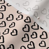 Little love dream minimal hearts ink sketch raw brush valentine design off white cream black SMALL