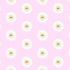 Smiley daisies on pink