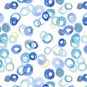 Watercolor Circles (large) - Blue and Gold on White   (TBS147)