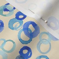Watercolor Circles (large) - Blue and Gold on Pale Yellow   (TBS147)
