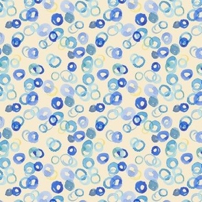Watercolor Circles (small) - Blue and Gold on Pale Yellow  (TBS147)