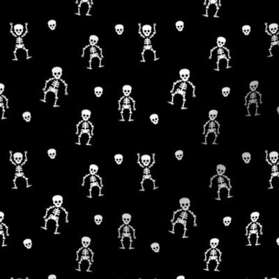 Little skeleton dance halloween skulls and dead bodies day of the dead dia de los muertos horror design black and white monochrome SMALL 