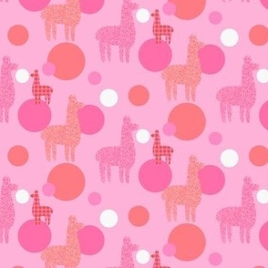 Small scale llamas and alpacas in pink, rose and fuscia