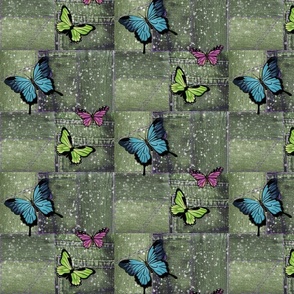Denim butterflies (green)