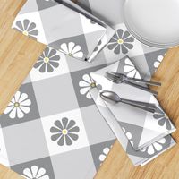 Floral Plaid Grey (Big Scale) Plaid Yellow  & Grey  Collection