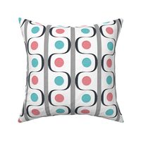 Midcentury Dots and Waves - Pink Blue Grey