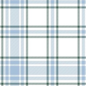 Hikers' Plaid - light blue and pine on white