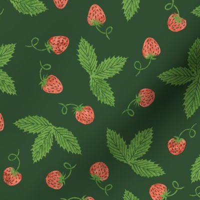 forest sunrise strawberries on forest green