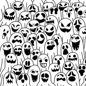 Halloween, Halloween Fabric, Halloween Ghosts, Black and White