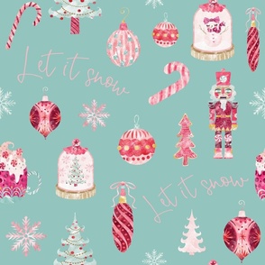 let it snow nutcracker and baubles dark turquoise