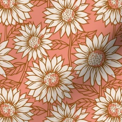 Sunflower Pattern in Coral Pink - Small