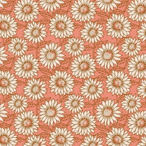 Sunflower Pattern in Coral Pink - Small