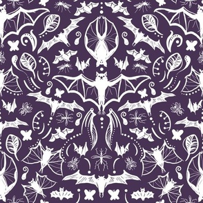 A Celebration of Bats - White on Plum