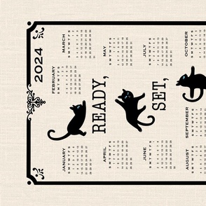 2024 Calendar - Motivational Black Cat - black cats, cat calendar 