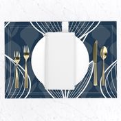 Calla Lily Damask - white on navy 