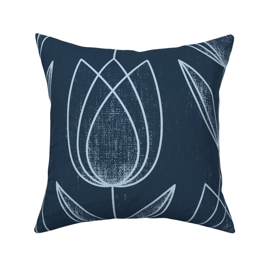 Calming Tulips - navy -medium size 