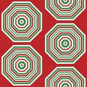 Christmas Octagon in red, green and white, holiday unique