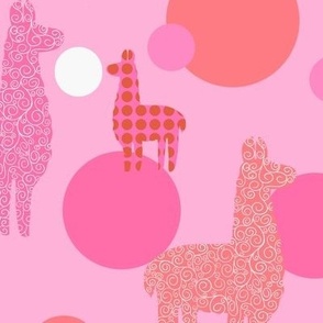 Large scale llamas and alpacas in pink, rose and fuscia