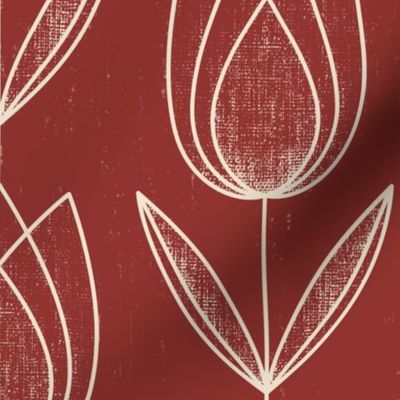 Calming Tulips - dark terracotta - red tulips, red flowers, muted red 