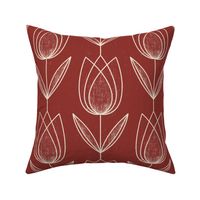 Calming Tulips - dark terracotta - red tulips, red flowers, muted red 