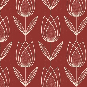 Calming Tulips - dark terracotta - red tulips, red flowers, muted red 