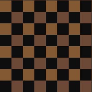 Moody warm browns checkerboards _ halloween & fall _solid black and dark rust and  brown_ xxsmall scale