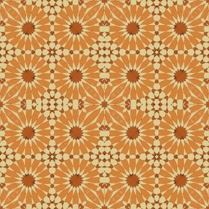 Stylized Daisies Orange and Yellow Pattern