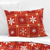 Christmas Retro Red Plaid with Snowflakes - vintage Christmas, vintage check, christmas check, snowflakes, Christmas plaid