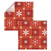 Christmas Retro Red Plaid with Snowflakes - vintage Christmas, vintage check, christmas check, snowflakes, Christmas plaid