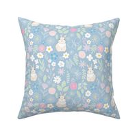 Bunny and Butterfly Florals, blue