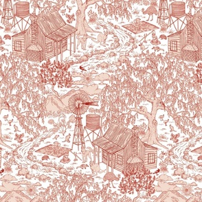 smaller scale Aussie outback toile - red