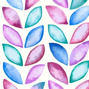 large scale vertical water colour leaves - light multi colour
