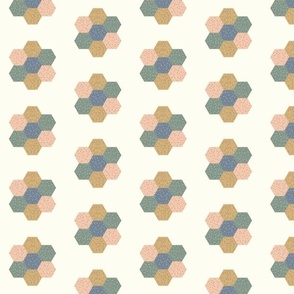 Willowood Adventure Society Retro Vintage Hexagon Flowers Soft Muted Colors For Little Girl Room Or Baby Nursery Cottagecore Grandmacore 