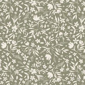 Mini Me Floral - Olive Green Medium - Hufton