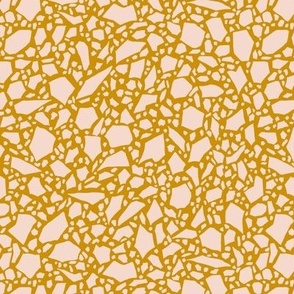 Terrazzo regular print blush pink on mustard yellow