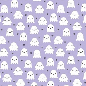 Little adorable ghost friends sweet kawaii halloween design for kids in lilac purple white