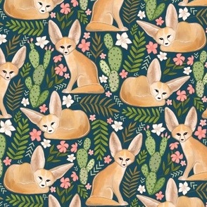  Fantastic Fennec Foxes on Navy - Small Scale