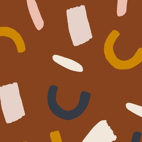 Jumbo // textured modern abstract doodle shapes on rust brown