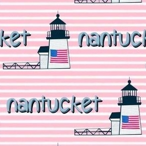 Nantucket Brant Point Light on pink