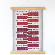 2024 Calendar - As Fine as Wine - light grey - wine bottles, vintage bottles, red wine - Please choose Linen Cotton Canvas or a fabric wider than 54”(137cm)  