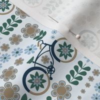Smaller Scale Calm Bicycle Ride in Mushroom Sky Blue Pine and Navy