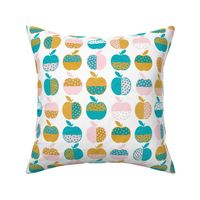 Bigger Scale Dotty Apples in Lagoon Mustard and Cotton Candy 