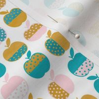 Smaller Scale Dotty Apples in Lagoon Mustard and Cotton Candy 
