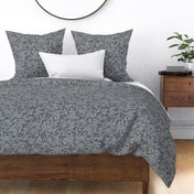Bigger Scale Damask Floral Charcoal Silver Grey